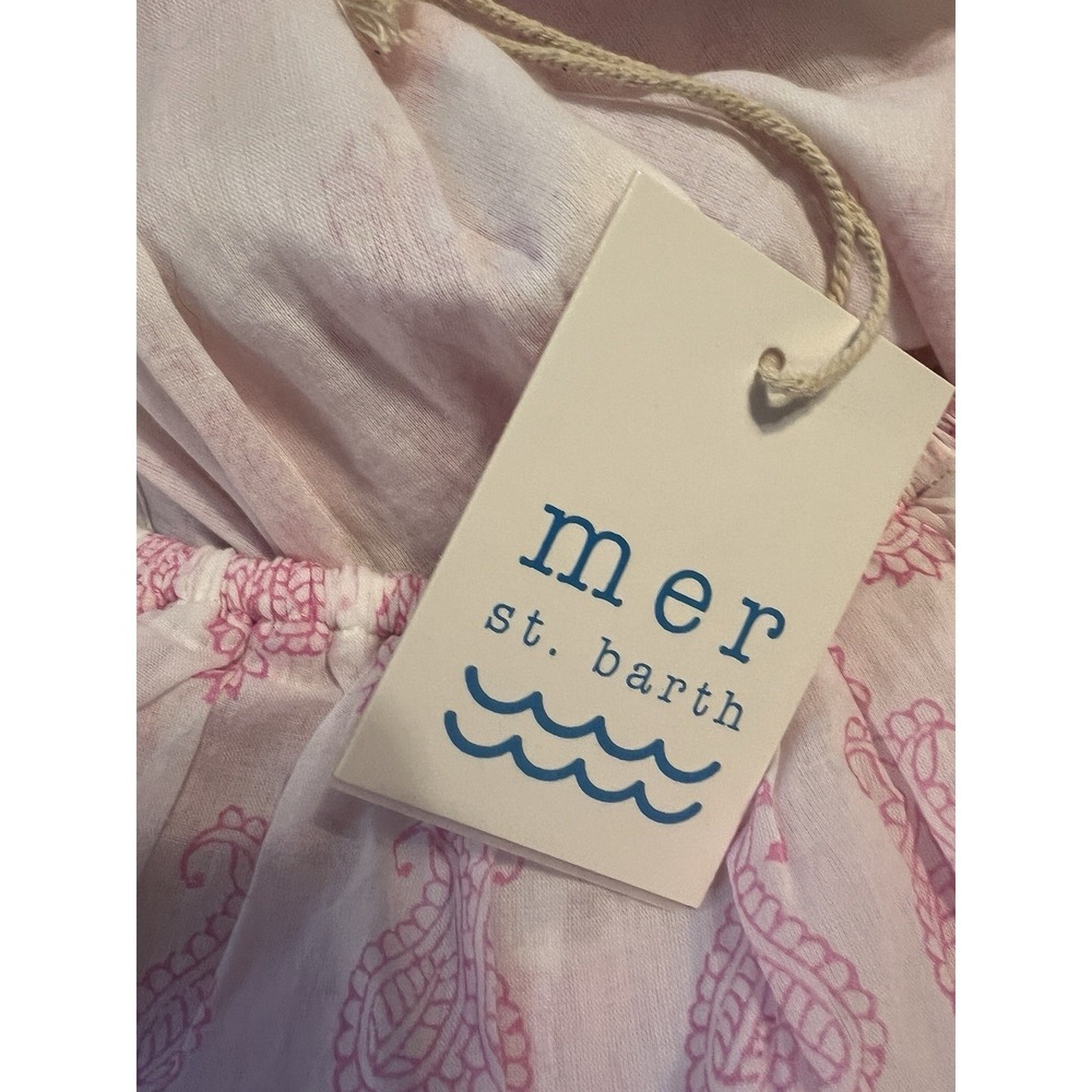 Mer St. Barth Benoite Maxi Dress Pink Paisley Off The Shoulder LRG 10/12 - Picture 11 of 12